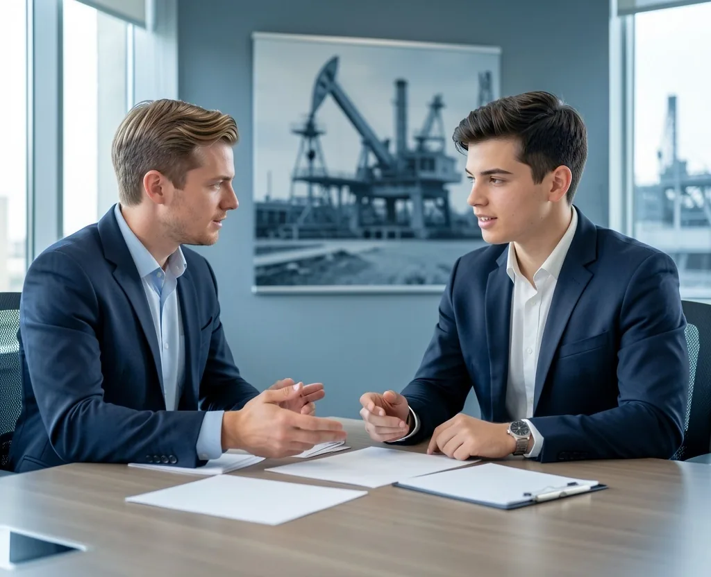 Consultor de carrera reuniéndose con un ingeniero