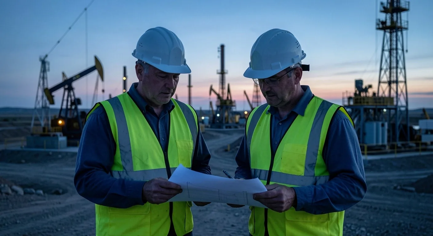 Ingenieros de petróleo en sitio operativo