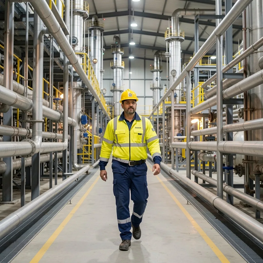 Operador de refinería en planta de procesamiento